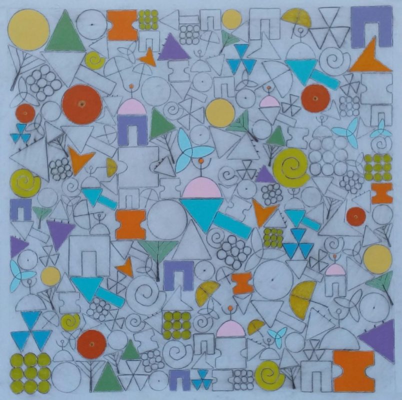 DESTELLOS DEL PORVENIR. 2018. Acrílico/ Lienzo 80 x 80 cm.