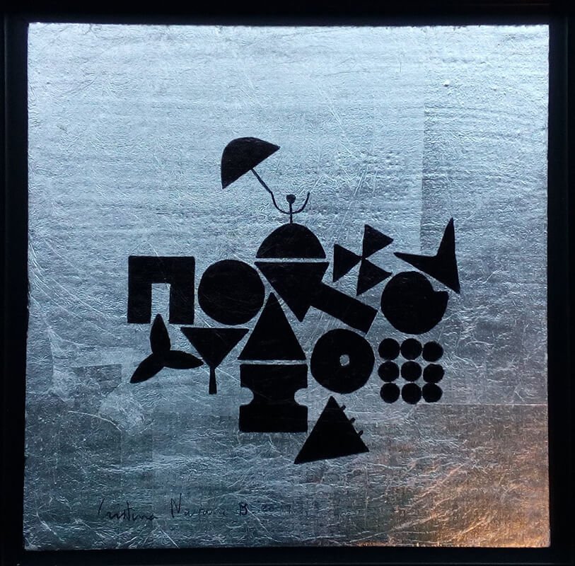 DESTELLOS DEL PORVENIR. 2018. Técnica Mixta, pan de plata. 20 x 20 cm.