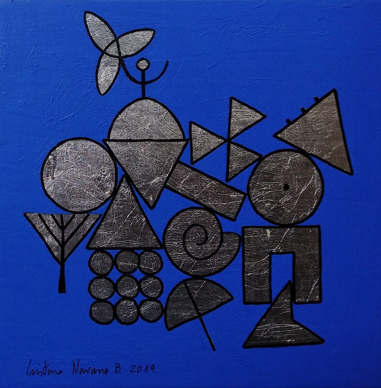 DESTELLOS DEL PORVENIR. 2019. Técnica Mixta/ pan de plata/ óleo. 20 x 20 cm.