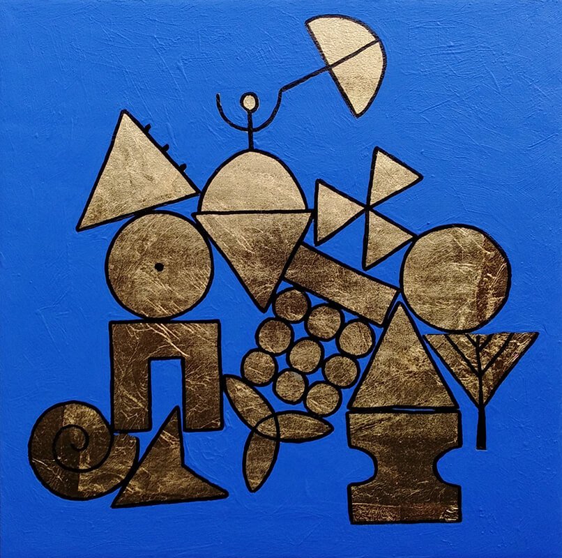 DESTELLOS DEL PORVENIR. 2019. Técnica Mixta/ pan de oro/ óleo. 20 x 20 cm.
